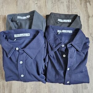 Criquet Bundle Of 4 Men's Long Sleeve Polo Shirts in Green, Grey and Blue XL